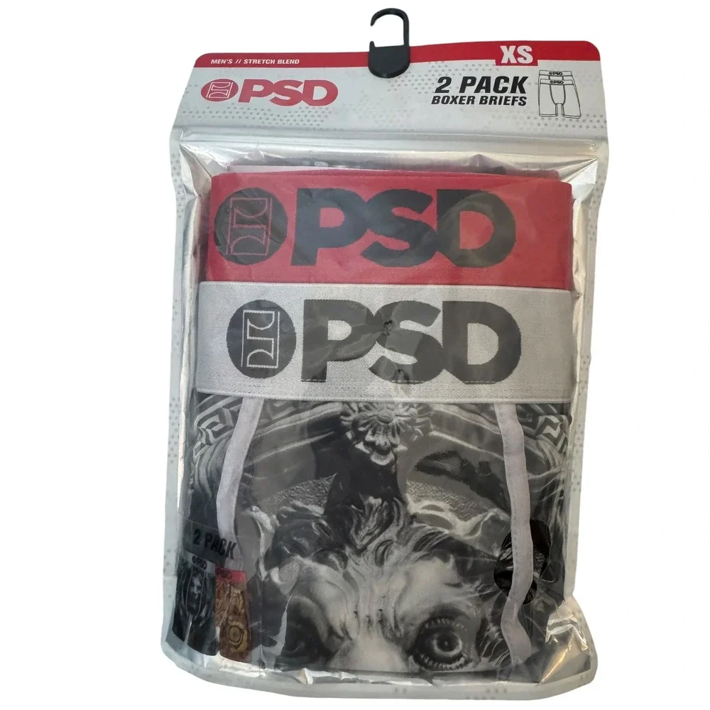 PSD Men Boxer Briefs 2-Pack XS Lion Baroque Red Print Underwear New